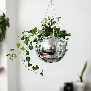 Pot de fleurs suspendu grande boule disco