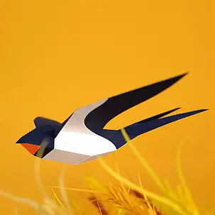 Oiseau en papier 3D Plego. Hirondelle rustique 