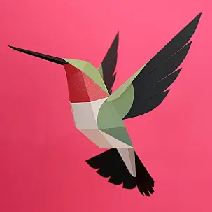 Oiseau en papier 3D par Plego. Colibri à queue large