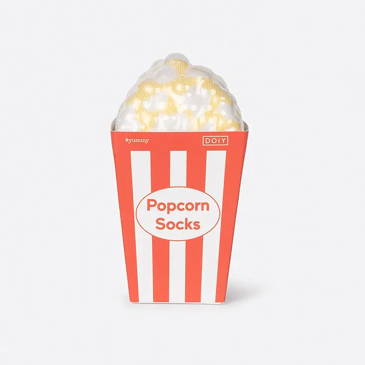 Chaussettes originales avec emballage en forme de bol de pop-corn