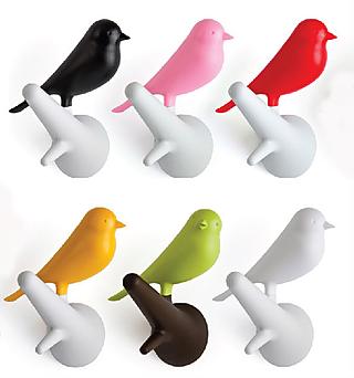 Set of coat hooks in several different colors  