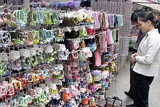 Hair bands made out of condoms for sale at a shop in China